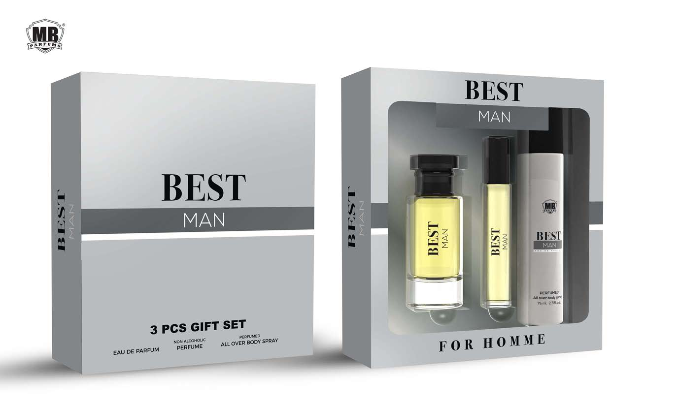 Set parfum cadou barbati, Best Man, apa de parfum 50 ml, roll-on 15ml, spray corp 50ml